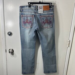 Axe & crown Classic Blue Straight Jeans with Red Details